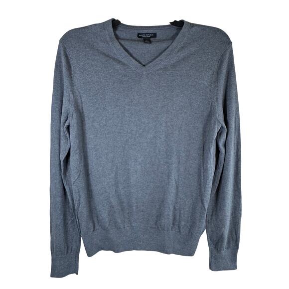 Banana Republic Silk Cashmere V Neck‎ Sweater Men's Large Gray Classic Luxury - Picture 1 of 10